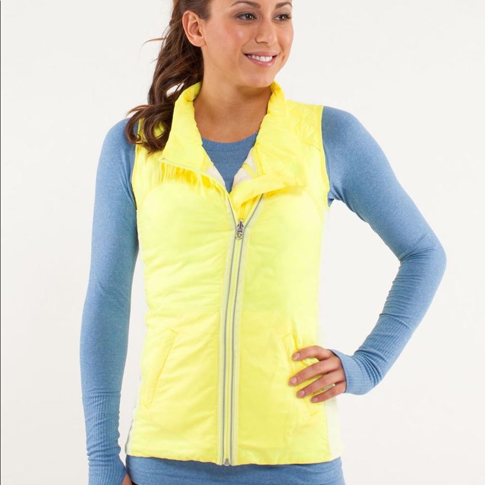 Lululemon What The Fluff Clarity Yellow Down Vest Size 6
